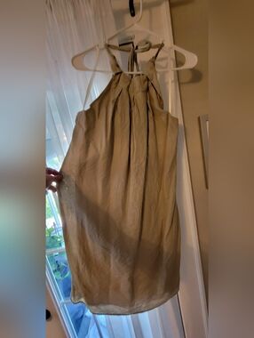 28 Palms Linen Beige Halter Neck Dress